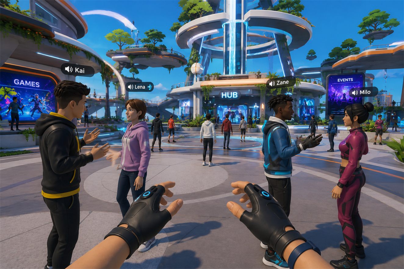 Avatars meeting inside a shared immersive world